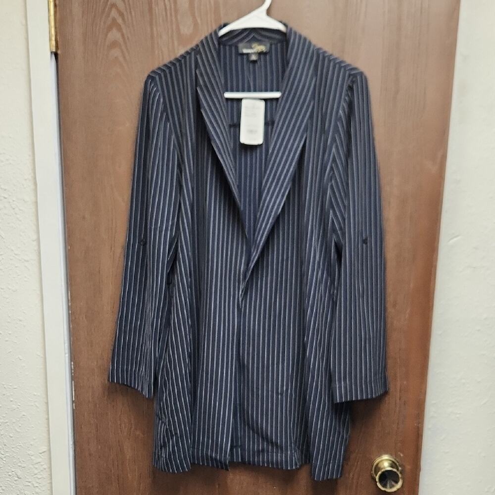 Suzanne Betro Navy Pinstripe Blazer